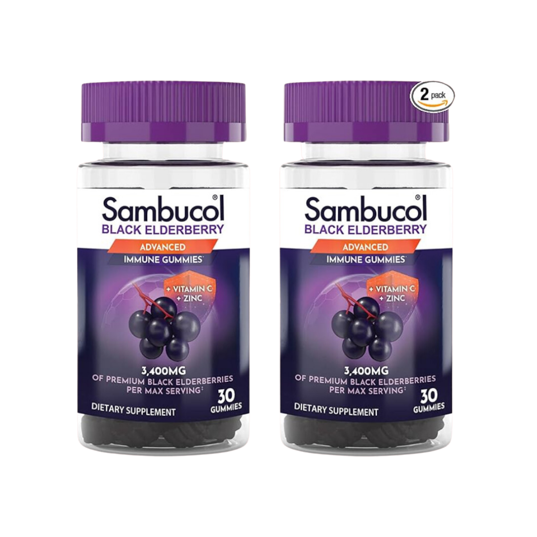 Sambucol Black Elderberry Gummies with Vitamin C & Zinc - Sambucus Elderberry Gummies for Immune Support- 30 Count, 2 PK